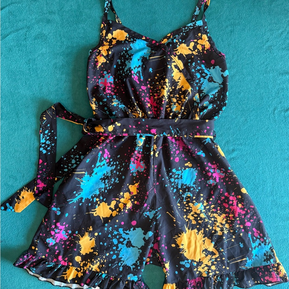 Colorful Kids Paint Splatter Romper